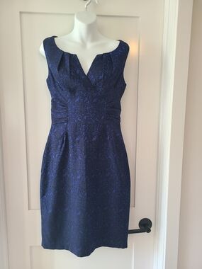 Navy Blue Lace Sheath Dress 1950s Style